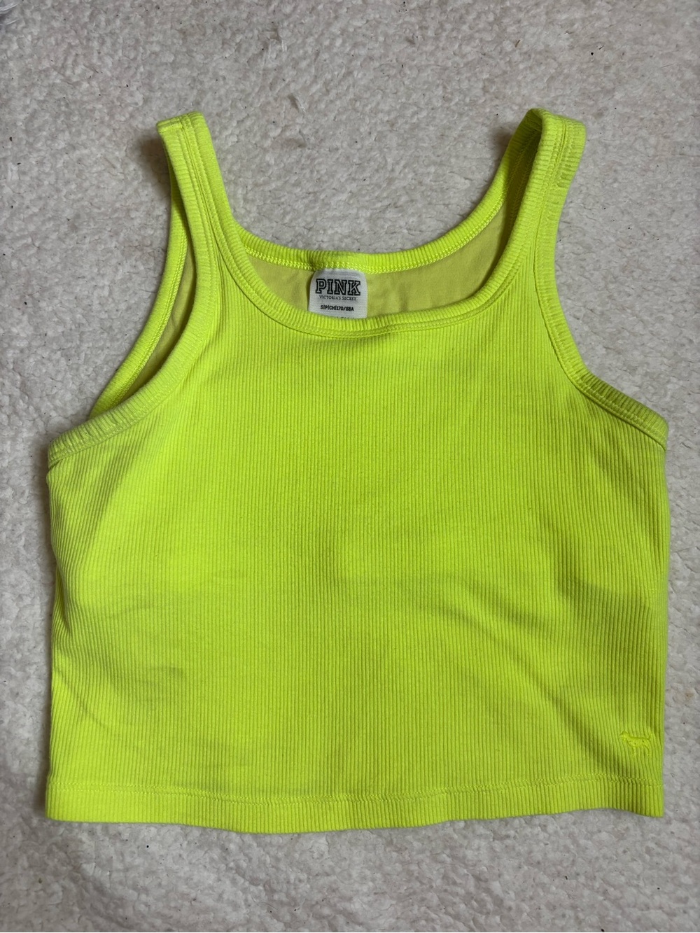 PINK Victoria's Secret Neon Yellow Ribbed Crop Tank